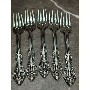 Oneida Michelangelo Stainless Steel Salad Dessert Fork Set of 5 Flatware USA